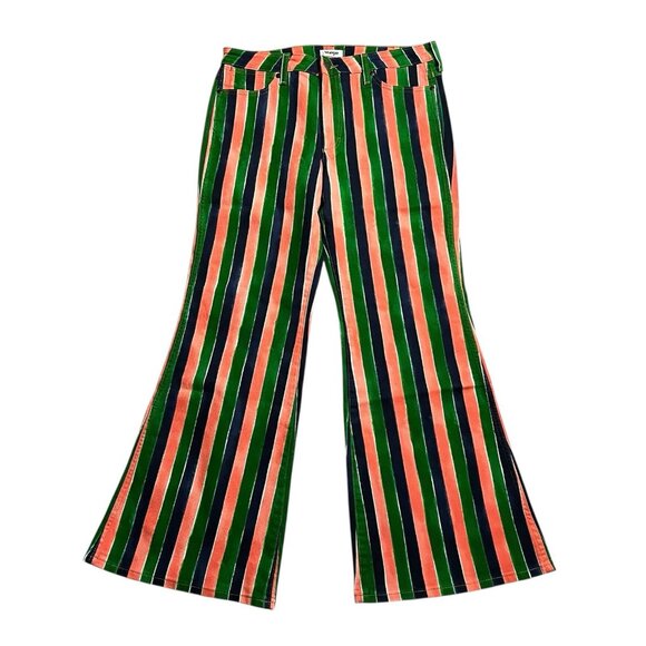 Anthropologie Wrangler Wanderer Mid Rise Flare Jeans Watercolor Stripe NWT 31 - Picture 3 of 5